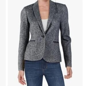 Tommy Hilfiger Gray Knit Blazer 6 Tailored Preppy Lined Elbow Patch Workwear EUC
